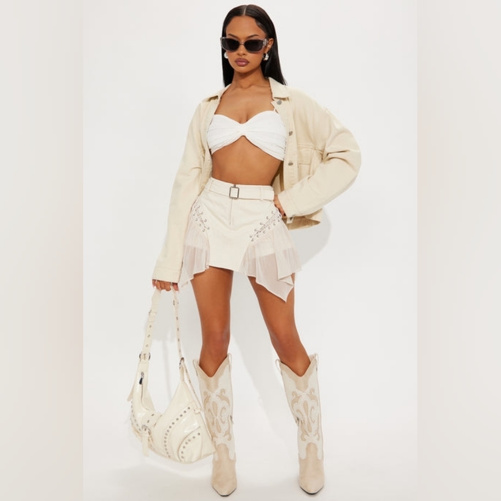 New Roxanne Belted Mini Skort - Cream (S)